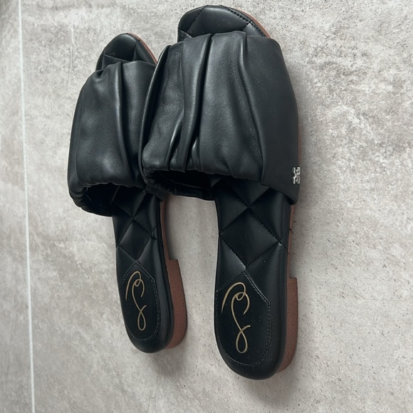 Sam Edelman Black Leather Slide Sandals - Picture 3 of 5